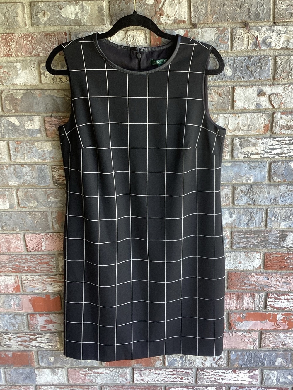 Ralph Lauren Black Dress with White Windowpane Grid